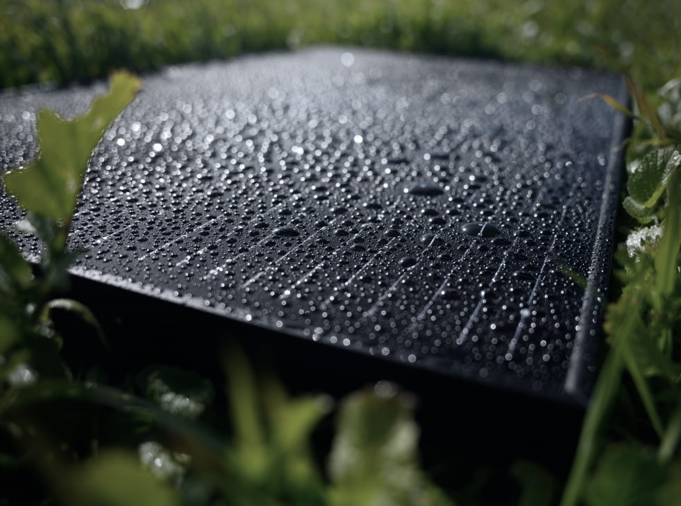 water on solar panel