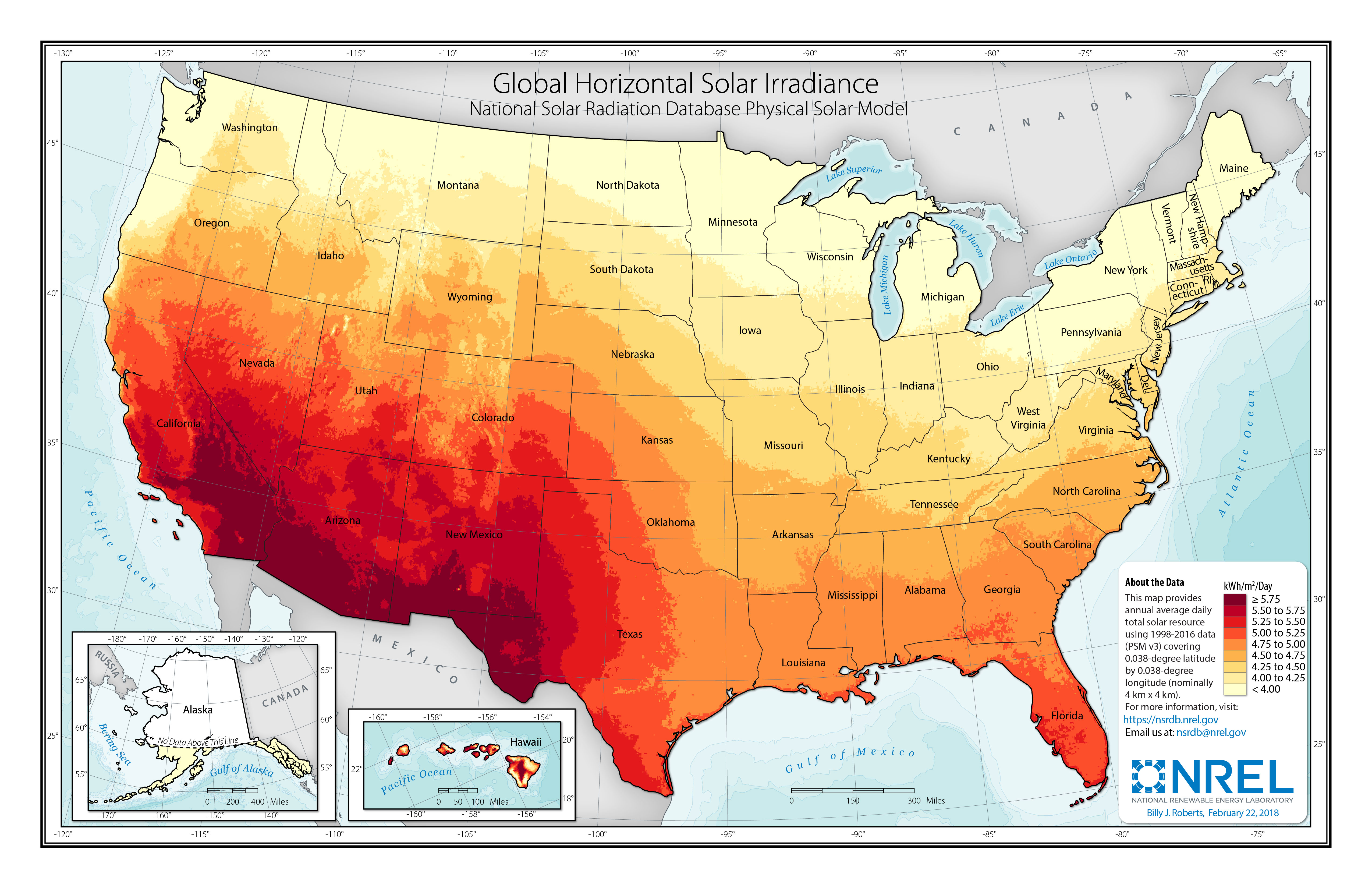 map of the average daily sun hours around the united states